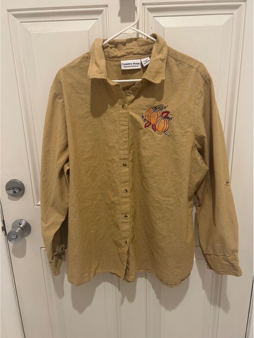 Country Store 2X Pumpkin  Button Down Shirt 100% Cotton Fall Cottagecore